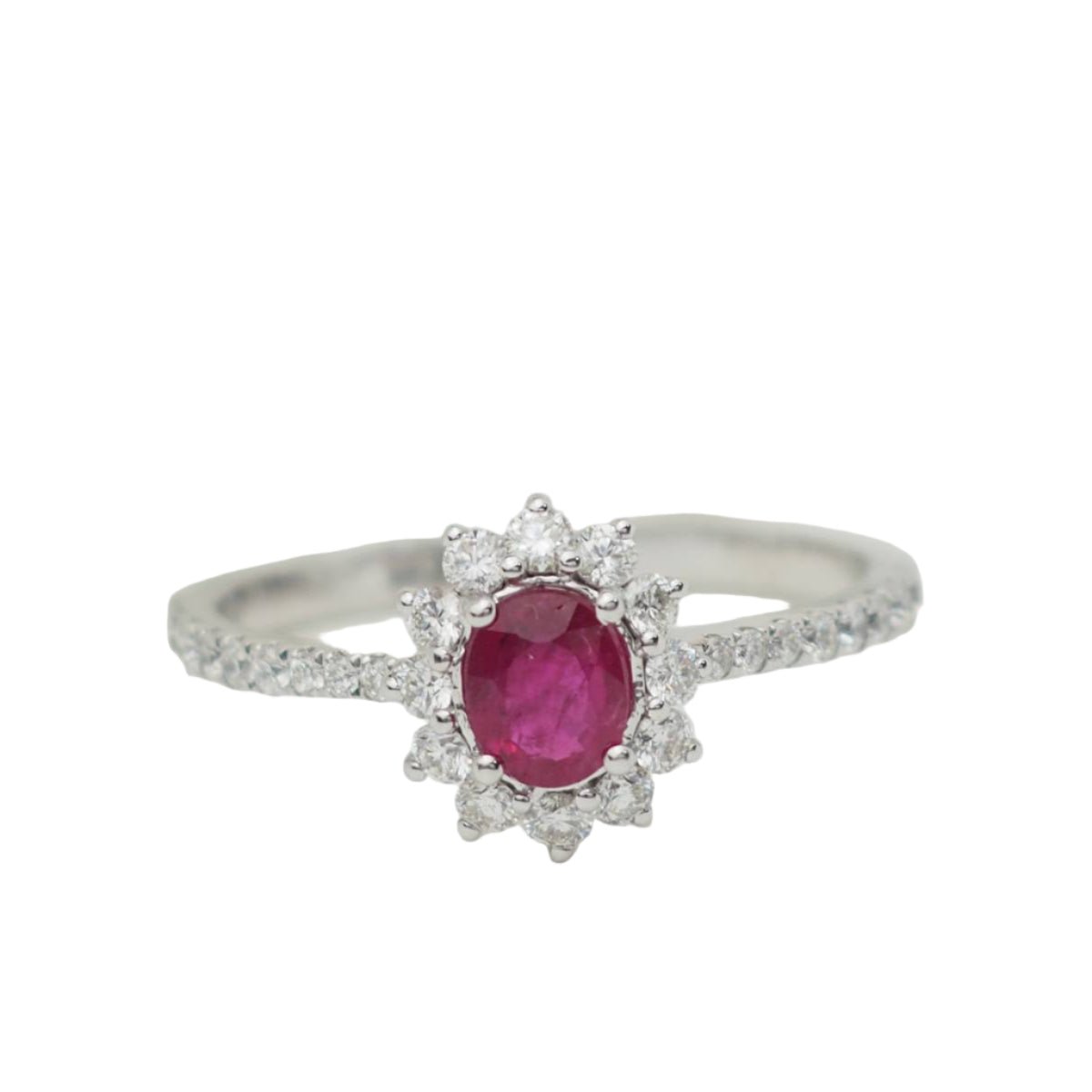 Bague Marguerite en or blanc, rubis et diamants - Castafiore