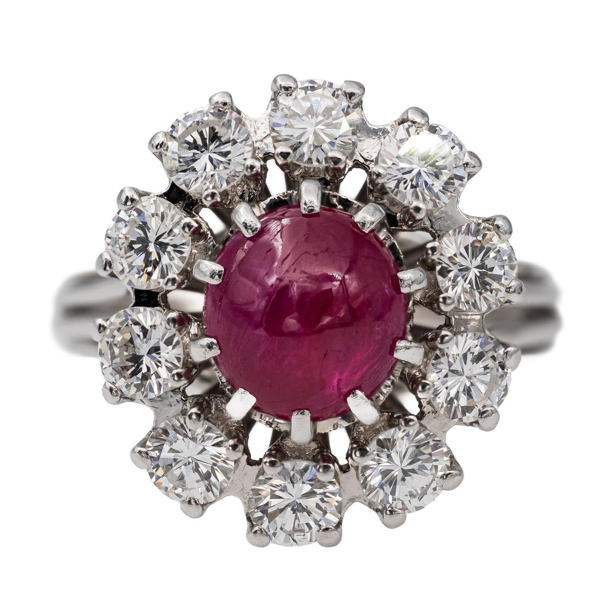 Bague Marguerite en or blanc, rubis et diamants - Castafiore