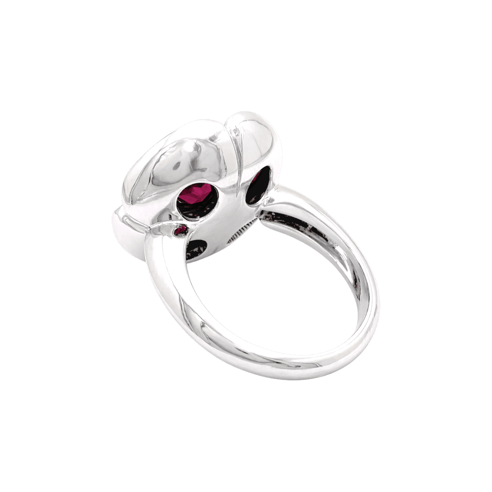 Bague Marguerite en or blanc, rubis et diamants - Castafiore