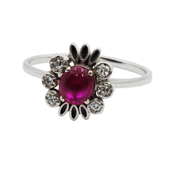 Bague Marguerite en or blanc, rubis et diamants - Castafiore