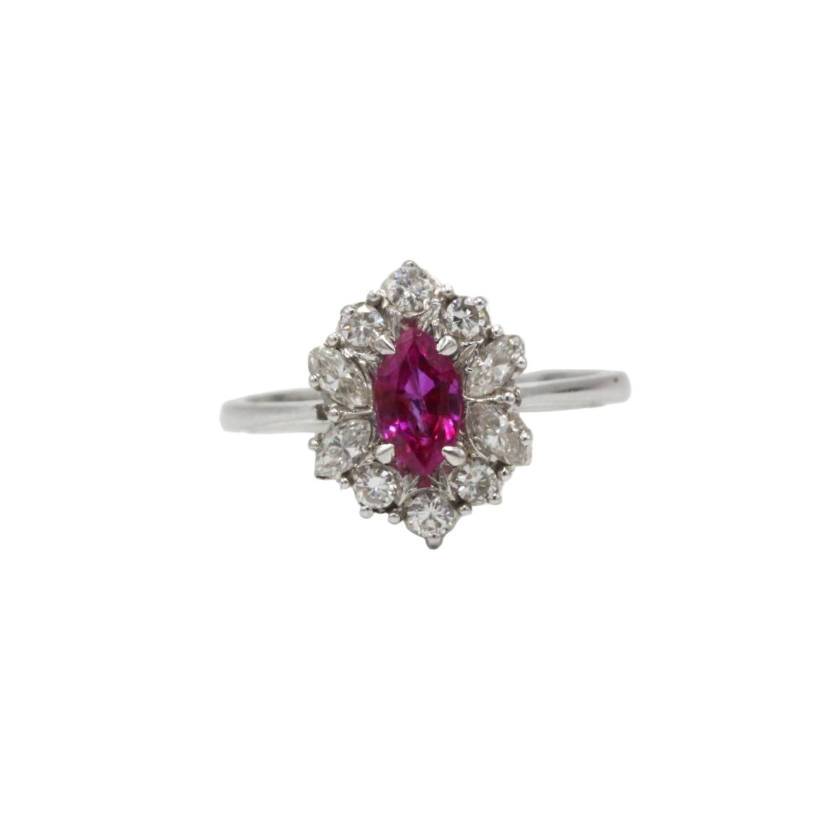 Bague Marguerite en or blanc, rubis et diamants - Castafiore