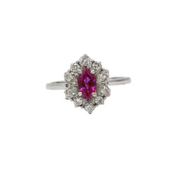 Bague Marguerite en or blanc, rubis et diamants - Castafiore