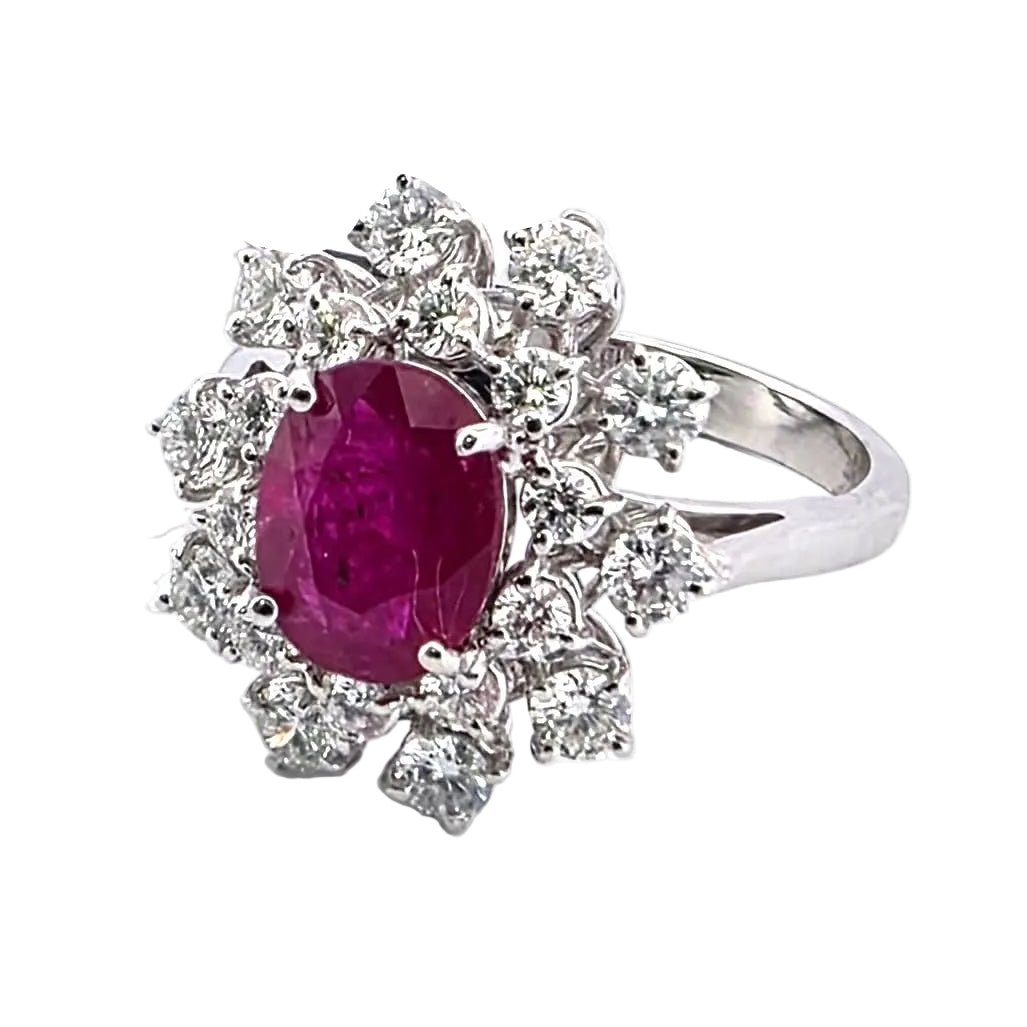 Bague Marguerite en or blanc, rubis et diamants - Castafiore