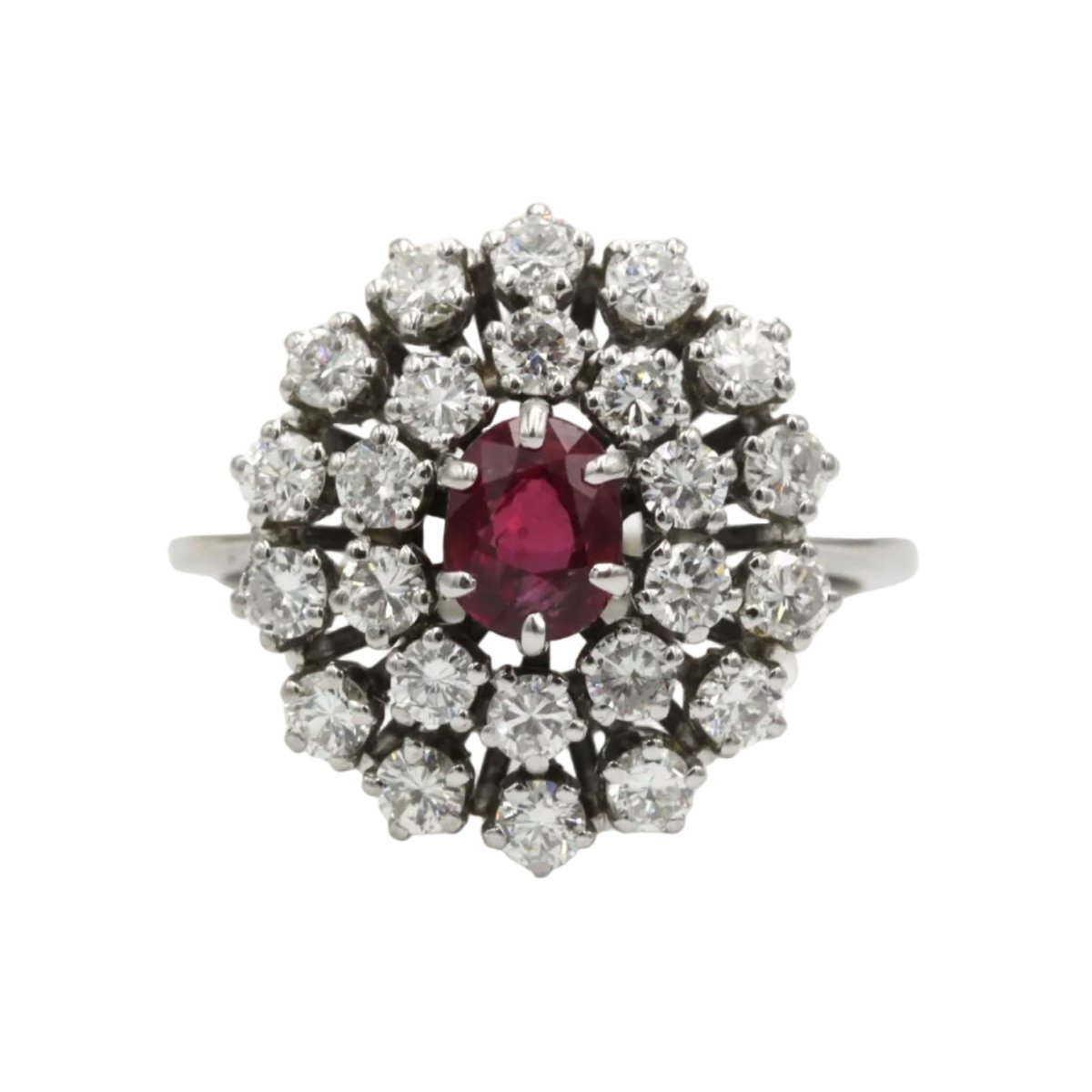 Bague Marguerite en or blanc, rubis et diamants - Castafiore
