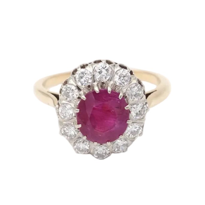 Bague Marguerite en or blanc, rubis et diamants - Castafiore