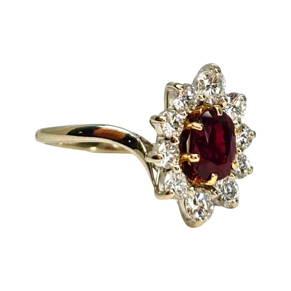 Bague Marguerite en or blanc, rubis et diamants - Castafiore