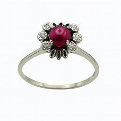 Bague Marguerite en or blanc, rubis et diamants - Castafiore