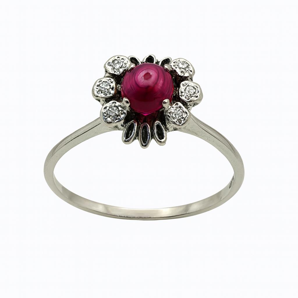 Bague Marguerite en or blanc, rubis et diamants - Castafiore