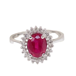Bague Marguerite en or blanc, rubis et diamants - Castafiore