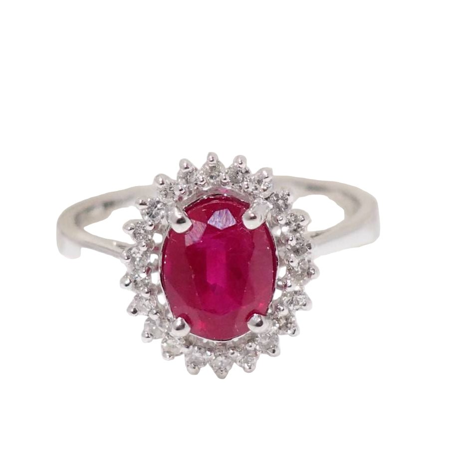 Bague Marguerite en or blanc, rubis et diamants - Castafiore