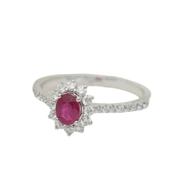 Bague Marguerite en or blanc, rubis et diamants - Castafiore