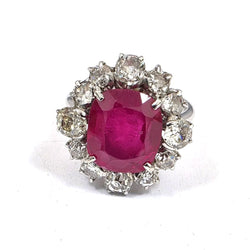 Bague Marguerite en or blanc, rubis et diamants