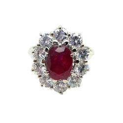Bague Marguerite en or blanc, rubis et diamants - Castafiore