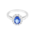 Bague Marguerite en or blanc, saphir et diamants - Castafiore