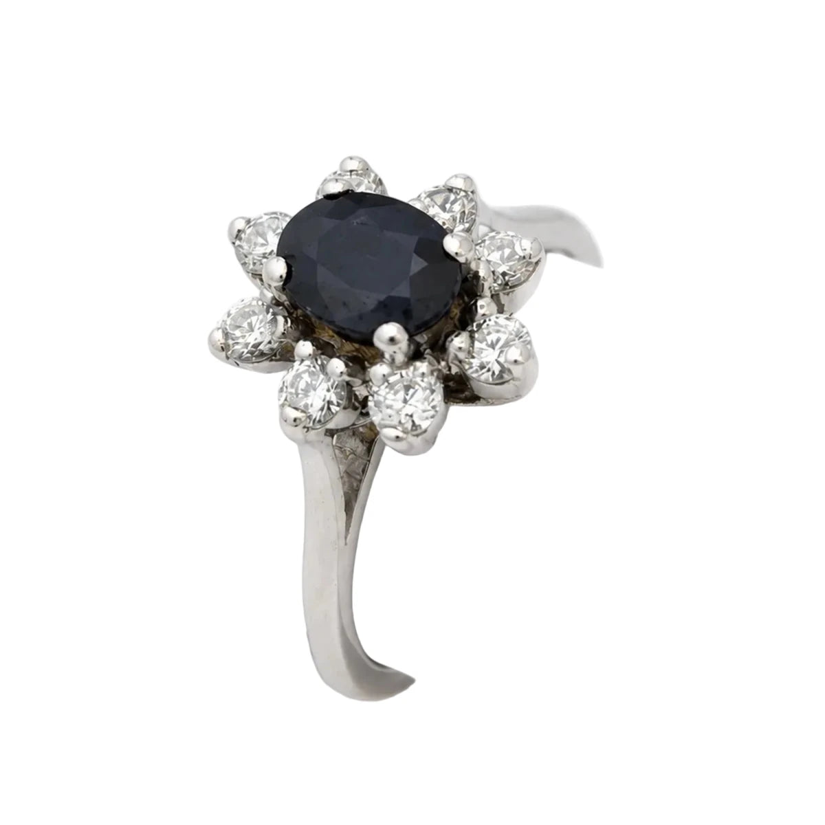 Bague Marguerite en or blanc, saphir et diamants - Castafiore
