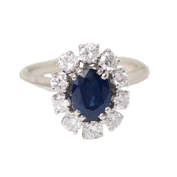 Bague Marguerite en or blanc, saphir et diamants - Castafiore