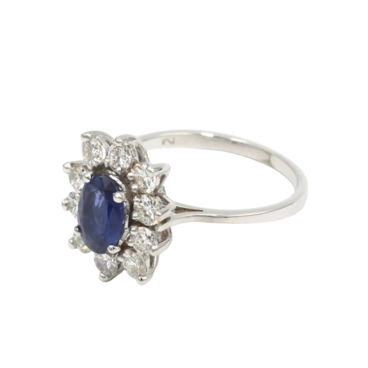 Bague Marguerite en or blanc, saphir et diamants - Castafiore
