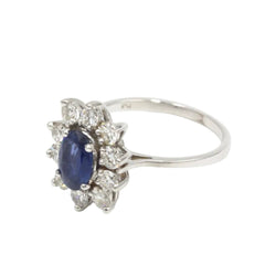 Bague Marguerite en or blanc, saphir et diamants - Castafiore