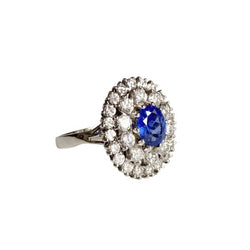 Bague Marguerite en or blanc, saphir et diamants - Castafiore