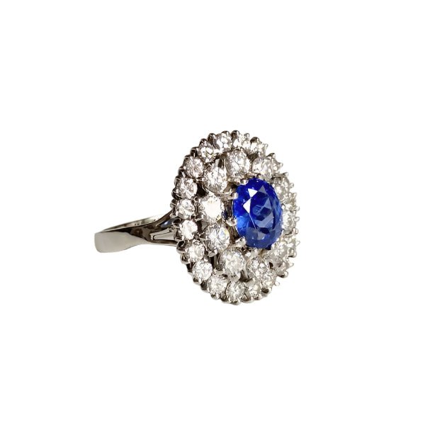 Bague Marguerite en or blanc, saphir et diamants - Castafiore