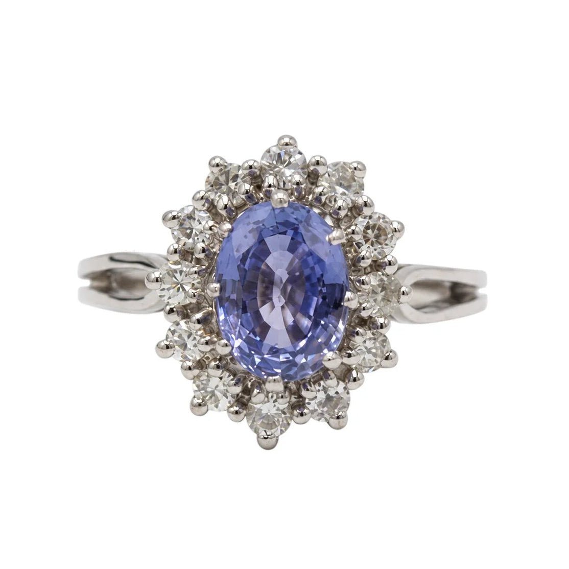 Bague Marguerite en or blanc, saphir et diamants - Castafiore