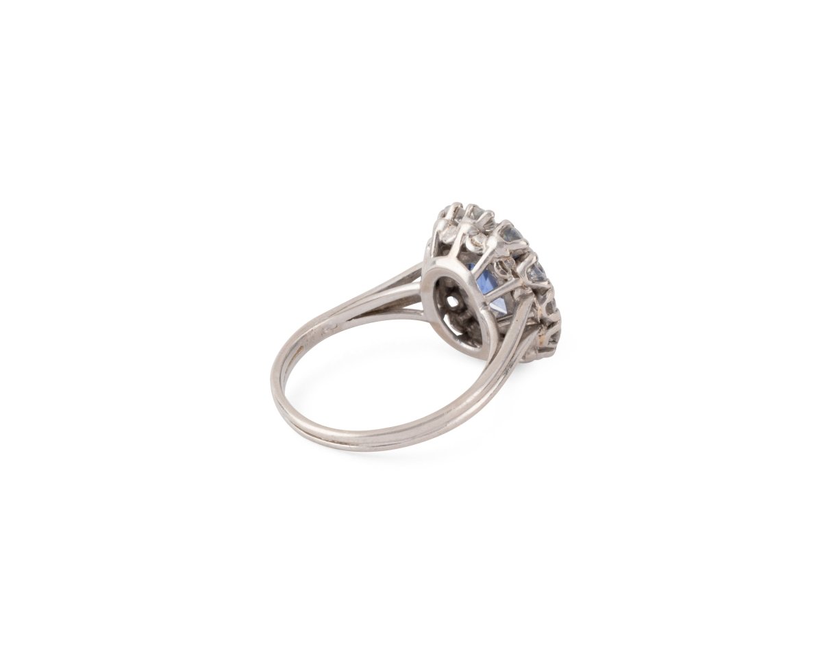 Bague Marguerite en or blanc, saphir et diamants - Castafiore