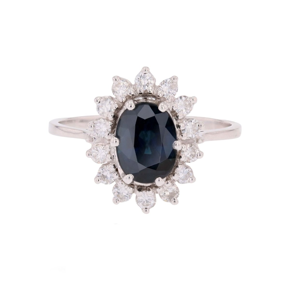 Bague Marguerite en or blanc, saphir et diamants - Castafiore