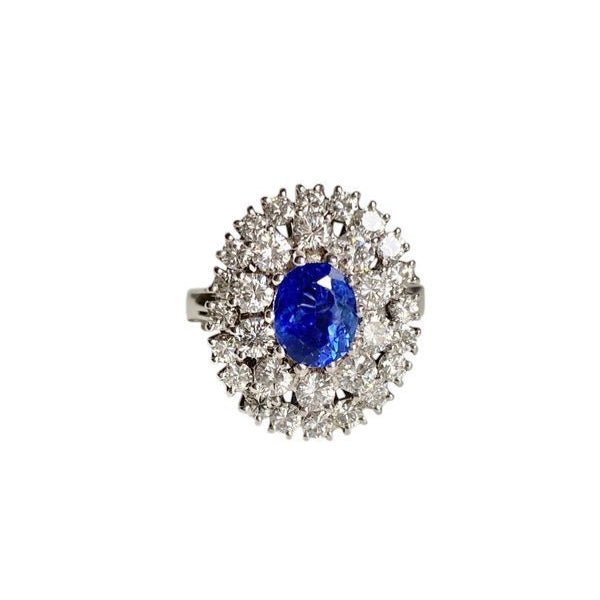 Bague Marguerite en or blanc, saphir et diamants - Castafiore