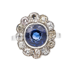 Bague Marguerite en or blanc, saphir et diamants - Castafiore