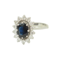 Bague Marguerite en or blanc, saphir et diamants - Castafiore