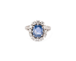 Bague Marguerite en or blanc, saphir et diamants - Castafiore