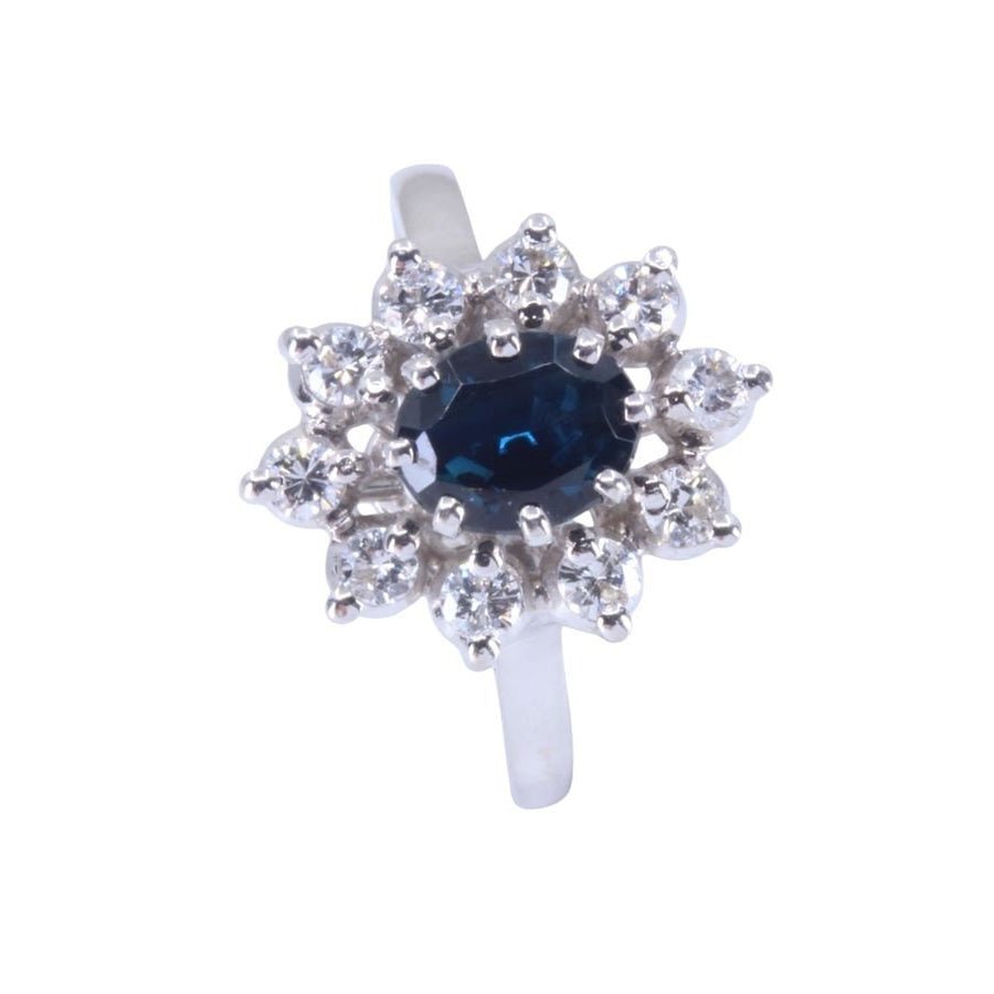 Bague marguerite en or blanc, saphir et diamants - Castafiore