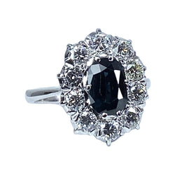 Bague Marguerite en or blanc, saphir et diamants - Castafiore