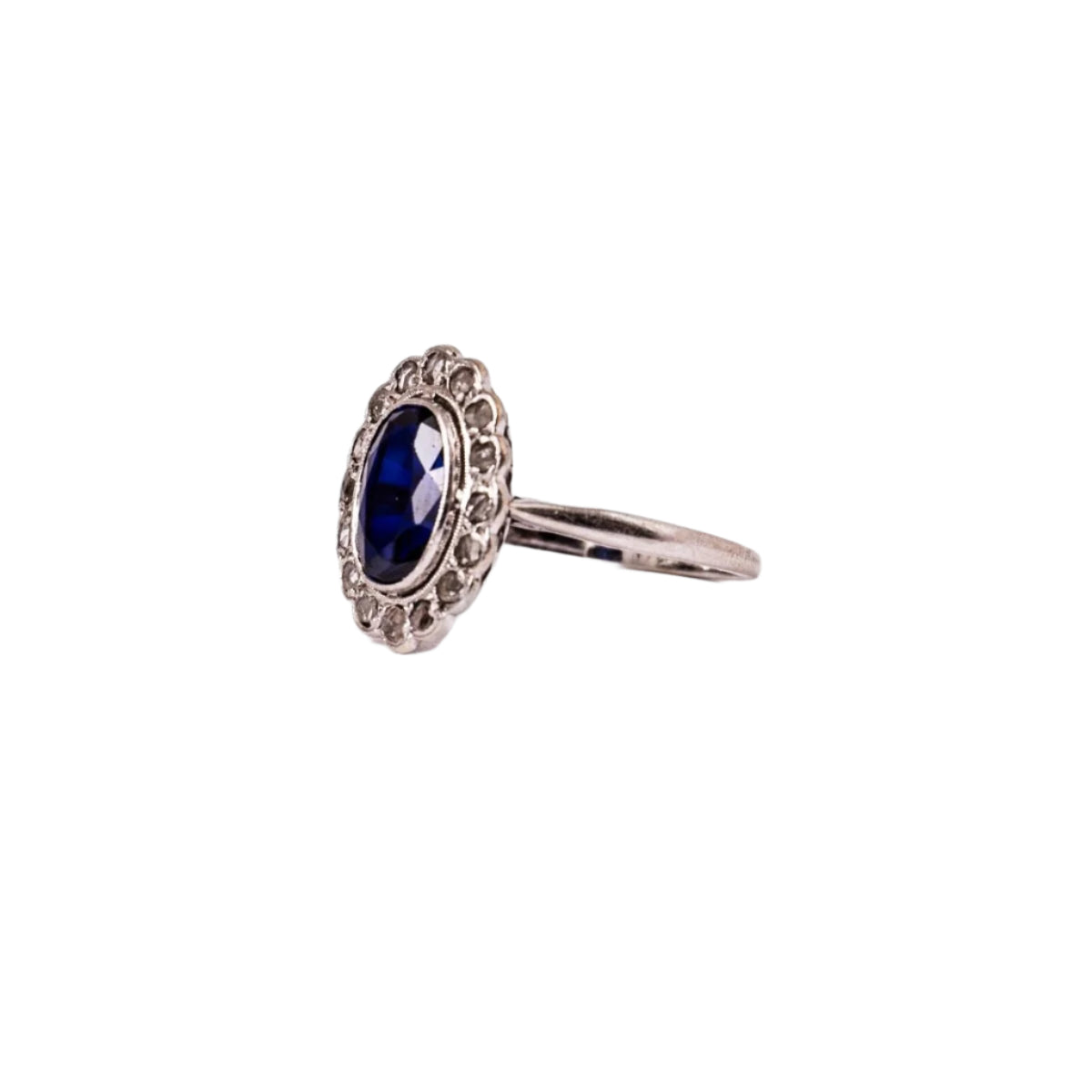 Bague Marguerite en or blanc, saphir et diamants - Castafiore