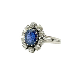 Bague Marguerite en or blanc, saphir et diamants - Castafiore