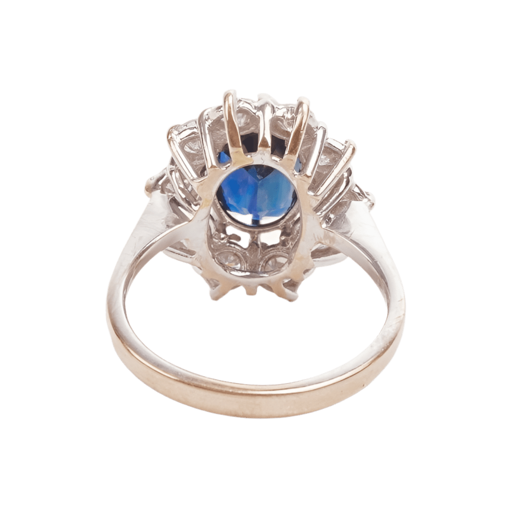 Bague Marguerite en or blanc, saphir et diamants - Castafiore