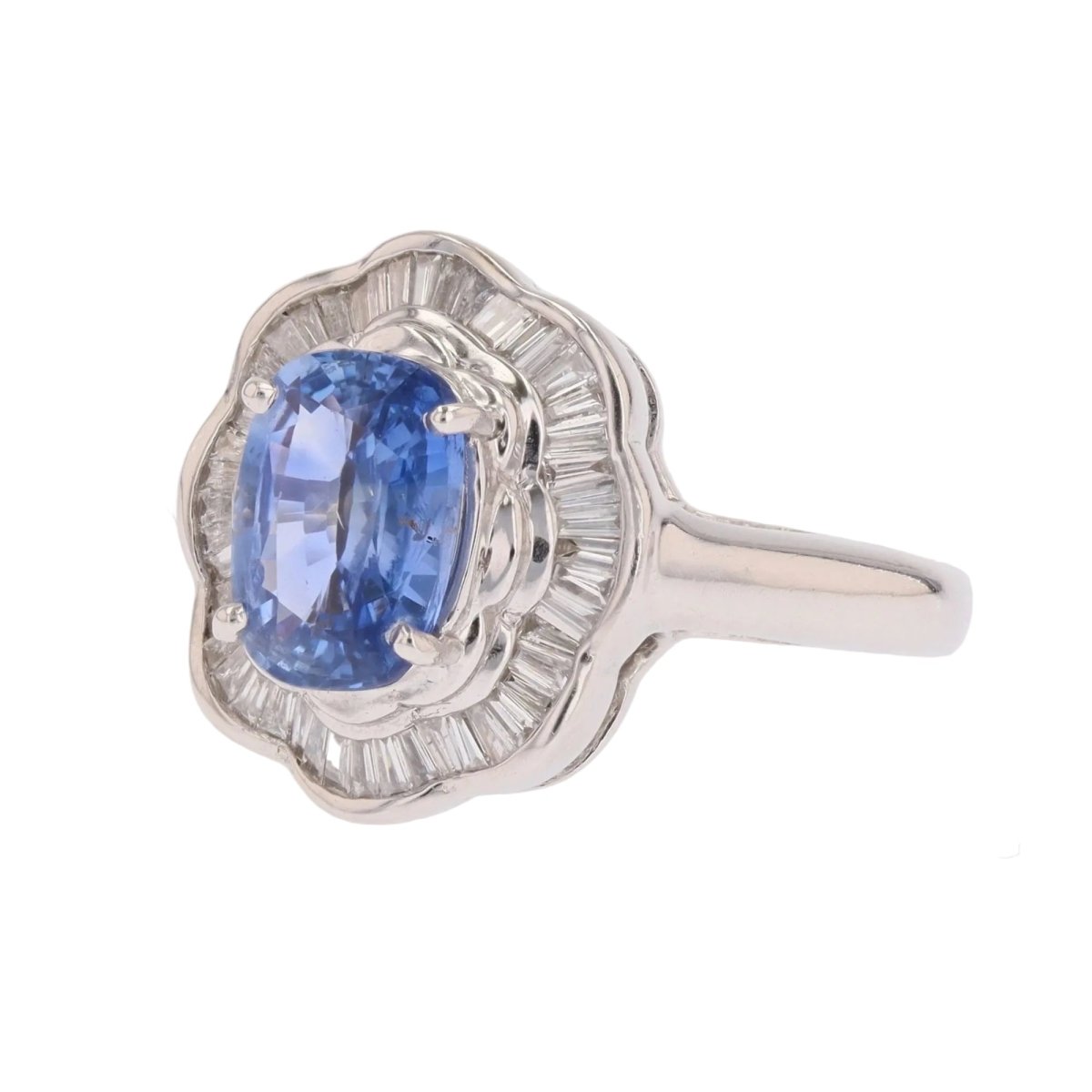 Bague Marguerite en or blanc, saphir et diamants - Castafiore