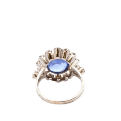 Bague Marguerite en or blanc, saphir et diamants - Castafiore