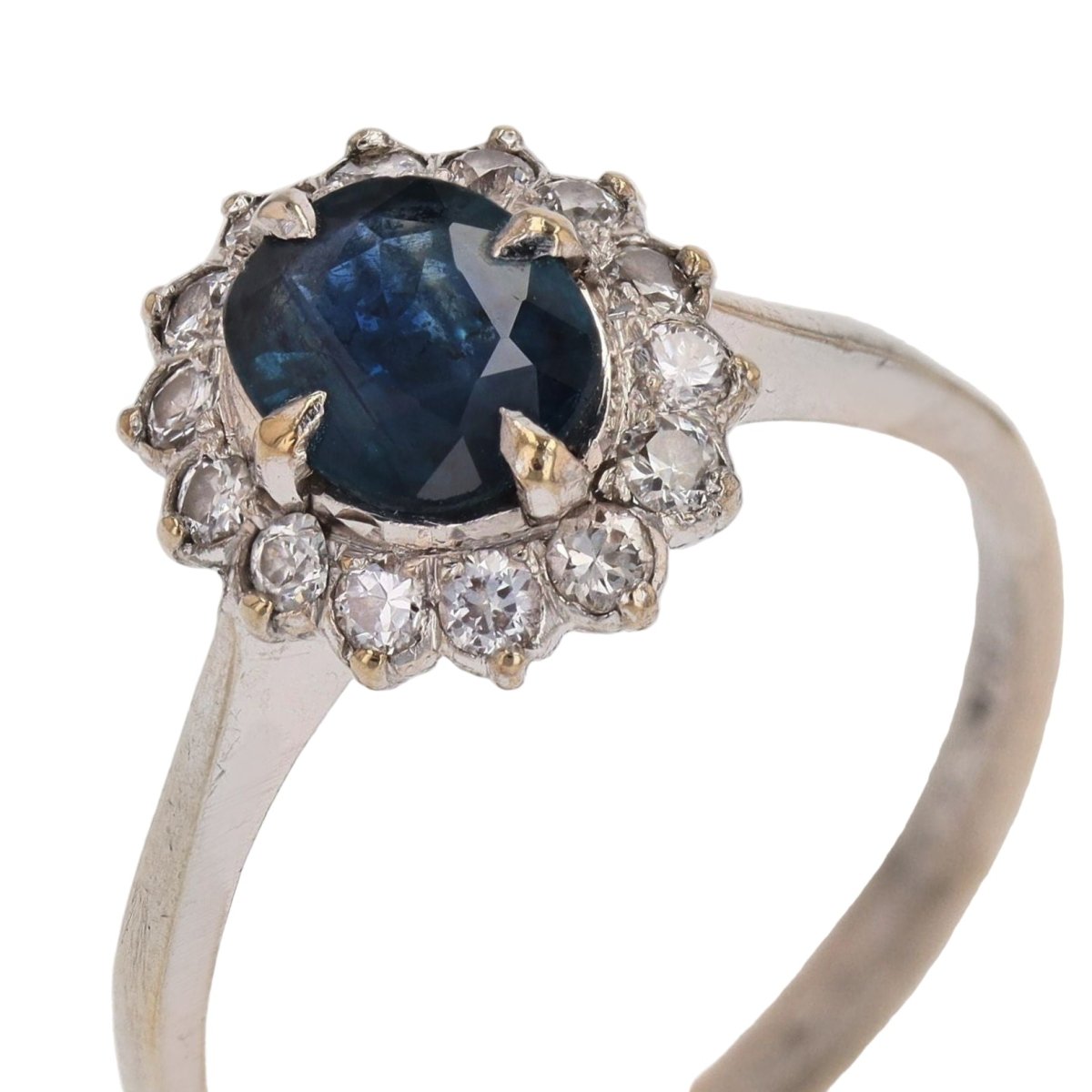 Bague Marguerite en or blanc, saphir et diamants - Castafiore