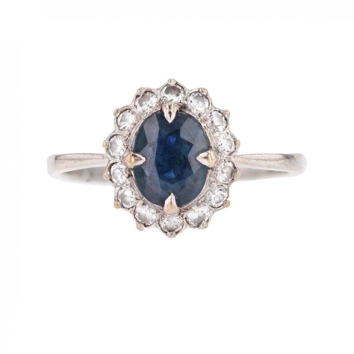 Bague Marguerite en or blanc, saphir et diamants - Castafiore