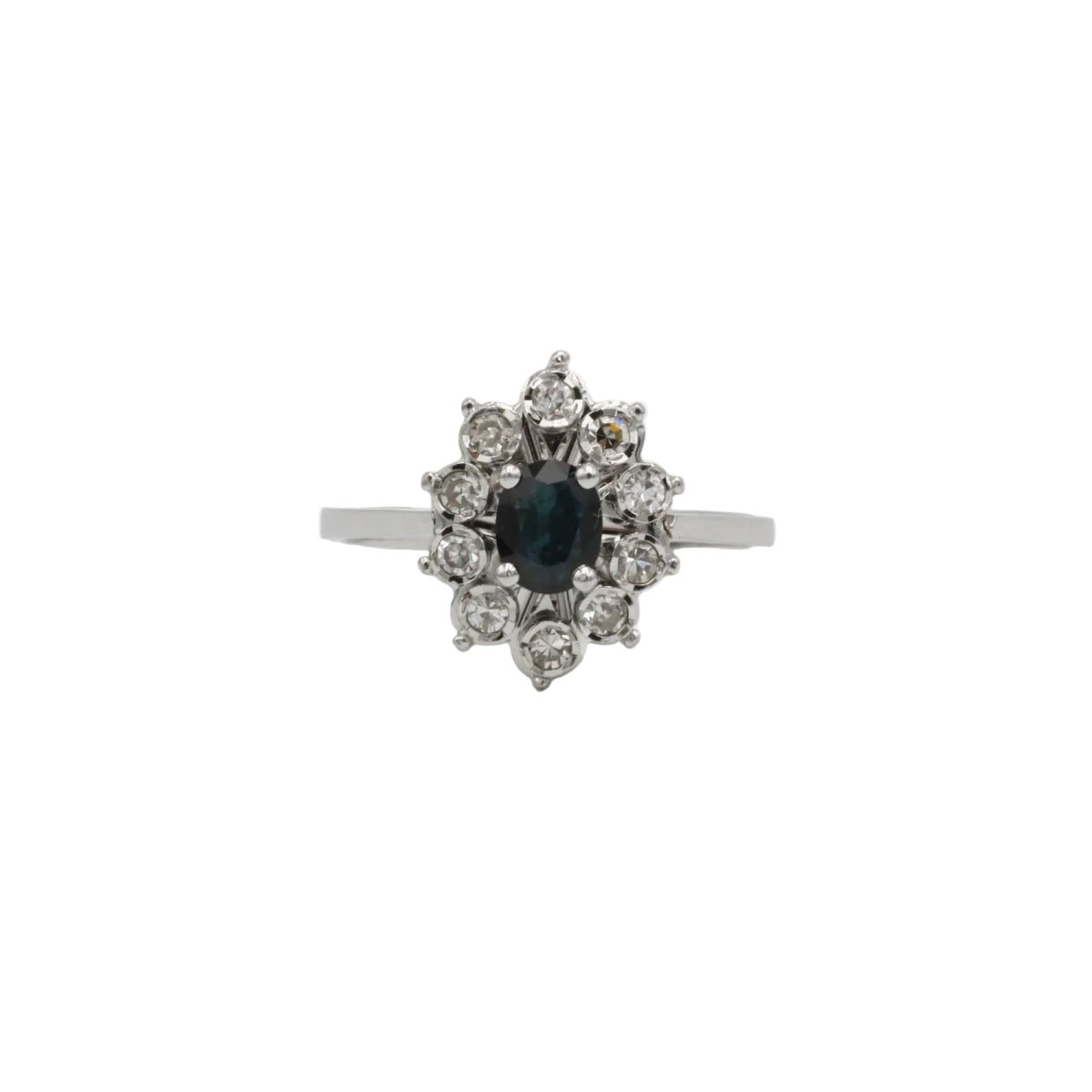 Bague Marguerite en or blanc, saphir et diamants - Castafiore