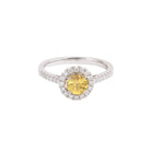 Bague Marguerite en or blanc, saphir jaune et diamant - Castafiore