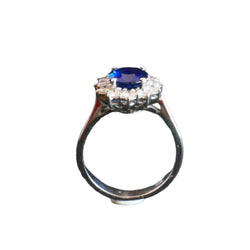 Bague Marguerite en or blanc, saphir naturel et diamants - Castafiore