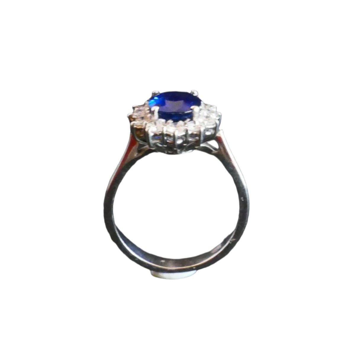 Bague Marguerite en or blanc, saphir naturel et diamants - Castafiore
