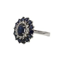 Bague Marguerite en or blanc, saphirs et diamants - Castafiore