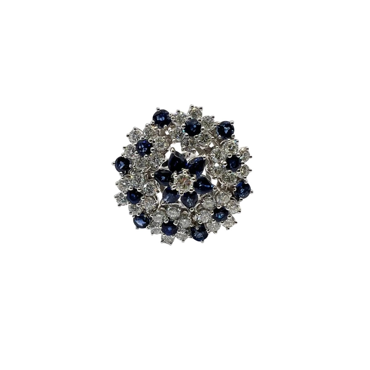 Bague Marguerite en or blanc, saphirs et diamants - Castafiore