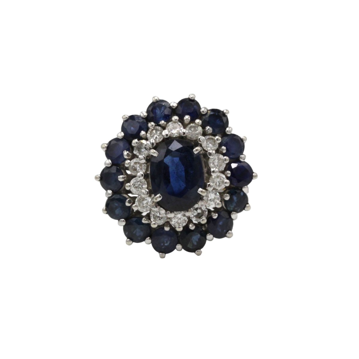 Bague Marguerite en or blanc, saphirs et diamants - Castafiore