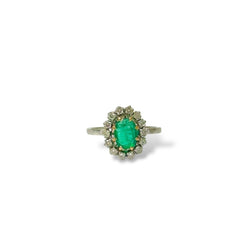 Bague marguerite en or gris et émeraude - Castafiore