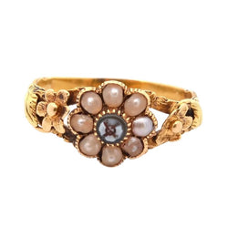 Bague Marguerite en or jaune, agate et perles - Castafiore