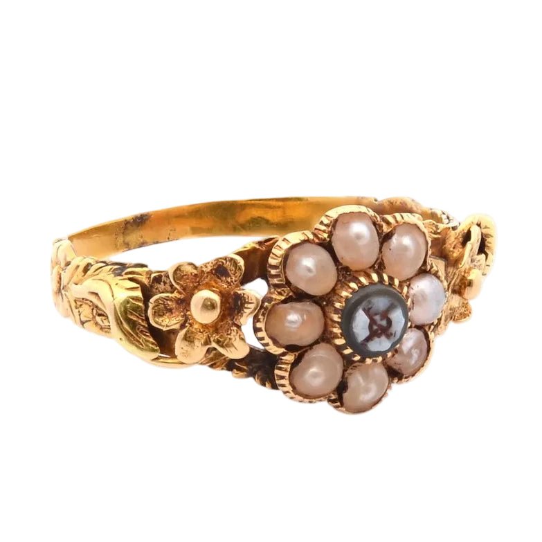 Bague Marguerite en or jaune, agate et perles - Castafiore